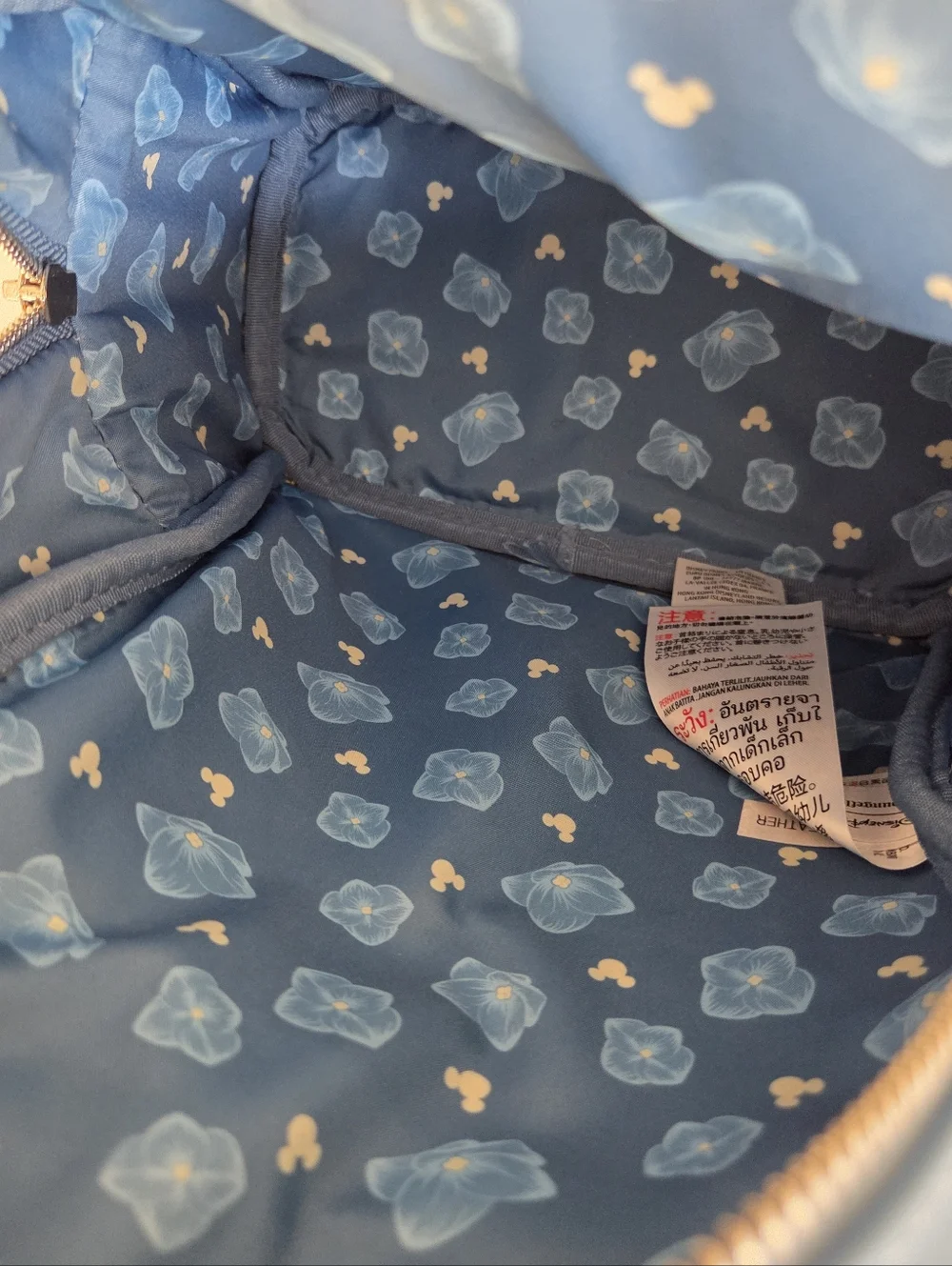 Disney Parks Loungefly Minnie Mouse Hydrangea Blue Sequin Mini Backpack - Picture 10 of 11